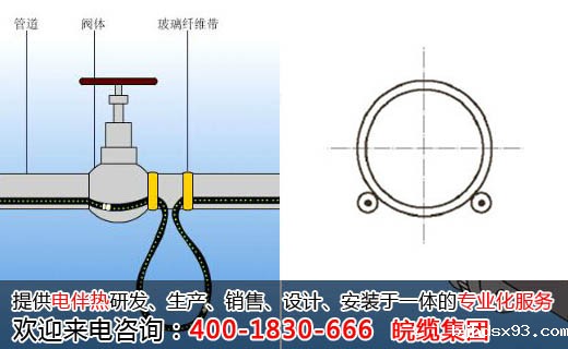 水平管道上伴热带安装位置